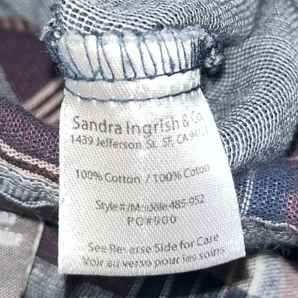 SANDRA Ingrish Red Maroon White Blue Chambray Trim Plaid Flannel Shirt Top XL - Picture 9 of 9